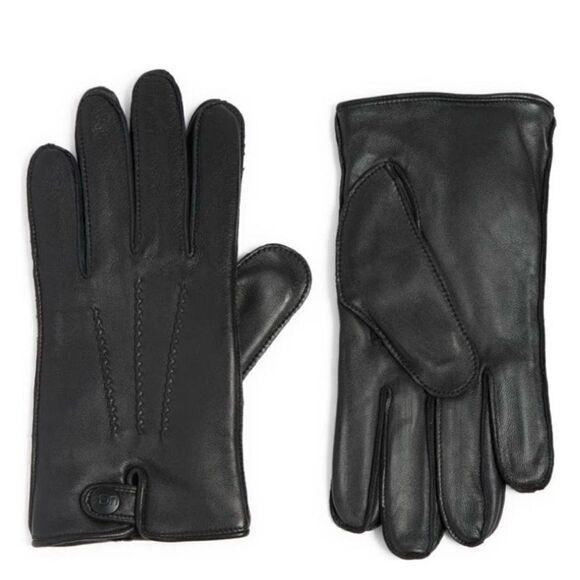 UGG Metisse Tabbed Vent Tech Soft Stretch Leather Gloves, Black, Large, NWT - Picture 4 of 14
